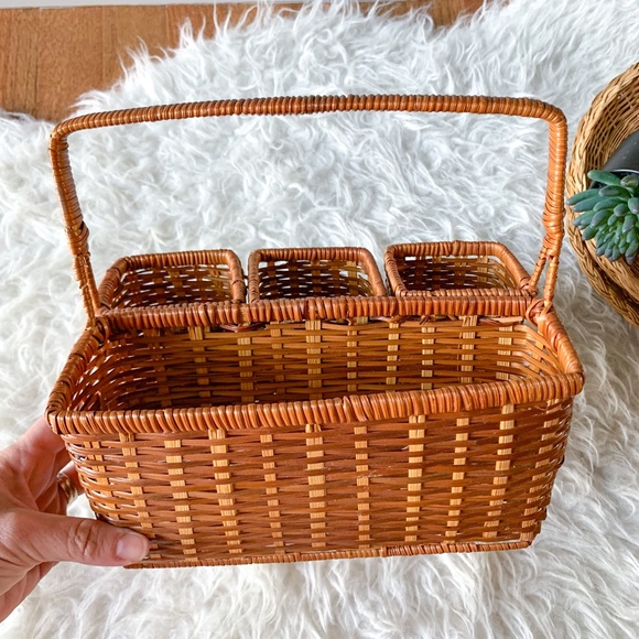 Boho Silverware Picnic Utensil Divided Basket - Picture 5 of 8
